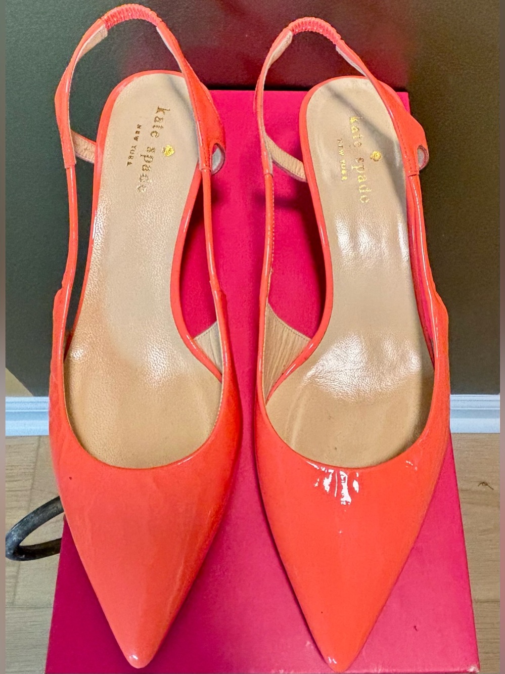 Kate Spade Coral Patent Slingback Kitten Heels 7.5 - Picture 2 of 8
